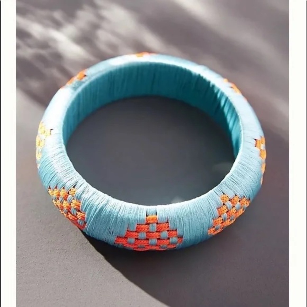 NWT  Anthropologie Patterned  Woven Bracelet Blue